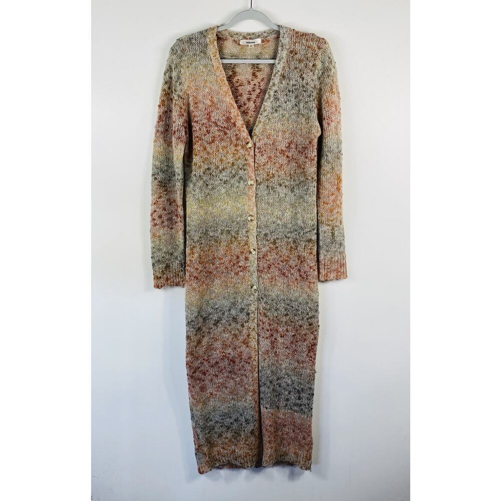 Lalavon Duster Cardigan Sweater Medium Button Front Wool Alpaca Blend